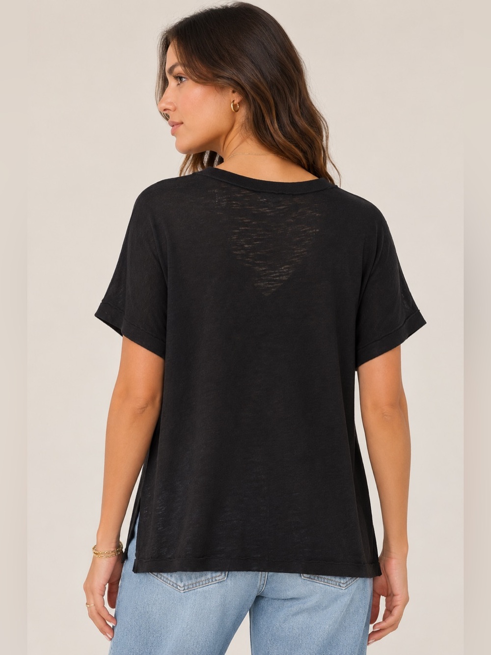 🖤 Project Social T Oversized V-Neck Tee | Black | Size Large | Side Slits - Picture 2 of 6